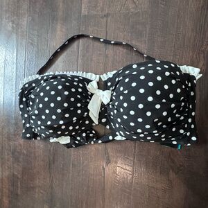 Your Profile Black and White Polka Dot Bikini Top with Bow